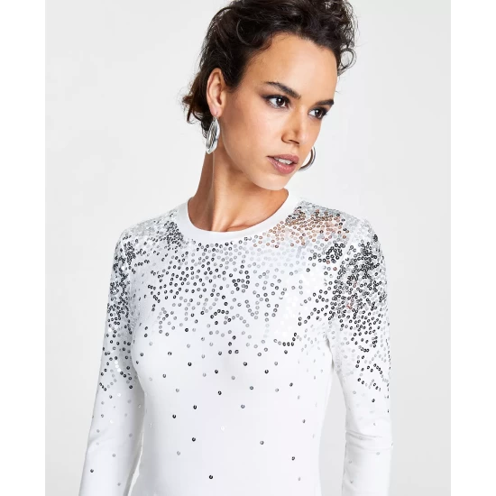 Cheapest ๐ฅ INC International Concepts ๐ฉ Women's Long-Sleeve Sequin Top, Created For Macy's Washed White ๐ 3 Cheapest ๐ฅ INC International Concepts ๐ฉ Women's Long-Sleeve Sequin Top, Created For Macy's Washed White ๐ - Image 2