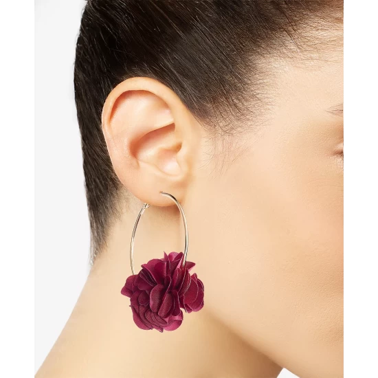 Budget ๐งจ INC International Concepts Fabric Flower Hoop Earrings, Created For Macy's Wine โ๏ธ 6 Budget ๐งจ INC International Concepts Fabric Flower Hoop Earrings, Created For Macy's Wine โ๏ธ - Image 4