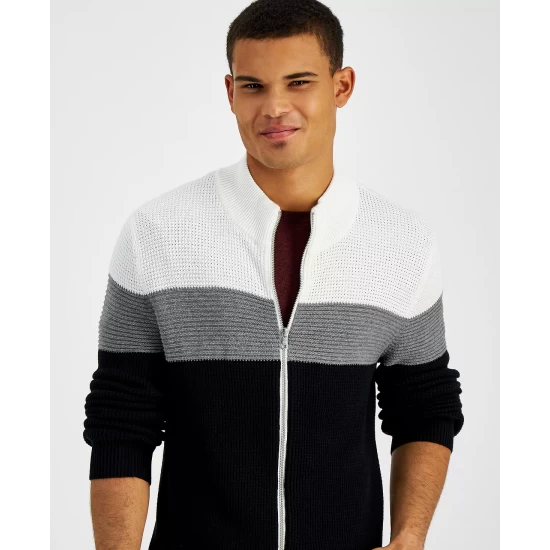 New ๐ INC International Concepts Men's Cotton Colorblocked Full-Zip Sweater, Created For Macy's Port ๐งจ 4 New ๐ INC International Concepts Men's Cotton Colorblocked Full-Zip Sweater, Created For Macy's Port ๐งจ - Image 2