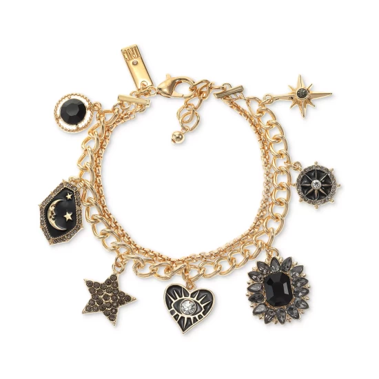 Hot Sale ๐ INC International Concepts Gold-Tone Mixed Stone Color Evil Eye Heart Double-Row Charm Bracelet, Created For Macy's Black โญ 4 Hot Sale ๐ INC International Concepts Gold-Tone Mixed Stone Color Evil Eye Heart Double-Row Charm Bracelet, Created For Macy's Black โญ - Image 2