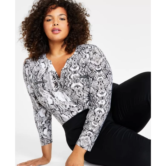 Discount ๐คฉ INC International Concepts Plus Size Zip-Pocket Top, Created For Macy's Cheetah ๐ 6 Discount ๐คฉ INC International Concepts Plus Size Zip-Pocket Top, Created For Macy's Cheetah ๐ - Image 4
