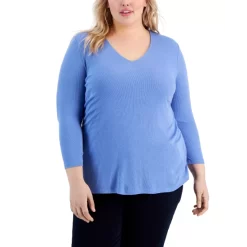 Budget 😍 INC International Concepts Plus Size Ribbed V-Neck Top, Created For Macy's Teal Kingfisher 👏 13 Budget 😍 INC International Concepts Plus Size Ribbed V-Neck Top, Created For Macy's Teal Kingfisher 👏 -Inc International Sales unnamed file 1145