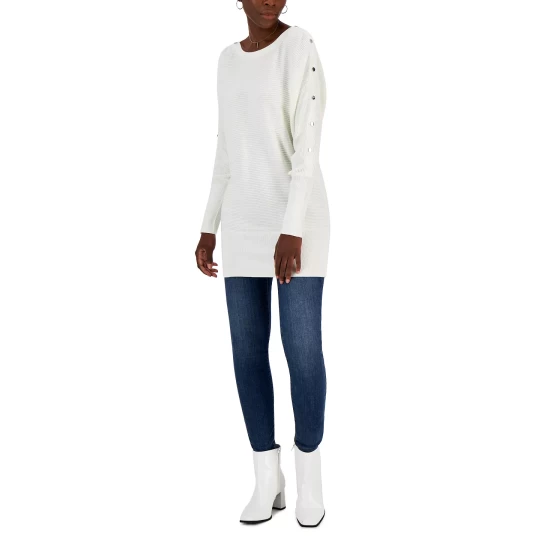 Deals 💯 INC International Concepts 👩 Women's Button-Trim Boat-Neck Sweater, Created For Macy's Deep Black 👏 5 Deals 💯 INC International Concepts 👩 Women's Button-Trim Boat-Neck Sweater, Created For Macy's Deep Black 👏 - Image 3