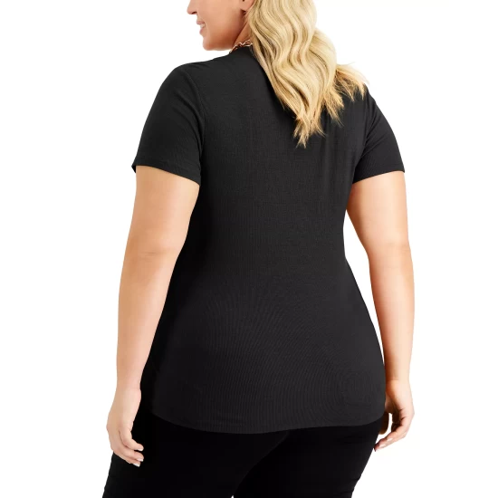 Buy ๐ INC International Concepts Plus Size Ribbed V-Neck T-Shirt, Created For Macy's Costa Green ๐ 4 Buy ๐ INC International Concepts Plus Size Ribbed V-Neck T-Shirt, Created For Macy's Costa Green ๐ - Image 2