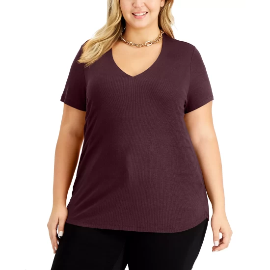 Buy ๐ INC International Concepts Plus Size Ribbed V-Neck T-Shirt, Created For Macy's Costa Green ๐ 8 Buy ๐ INC International Concepts Plus Size Ribbed V-Neck T-Shirt, Created For Macy's Costa Green ๐ - Image 6