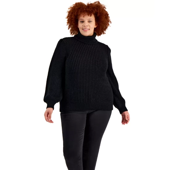 Best Sale โ๏ธ INC International Concepts Plus Size Ribbed Turtleneck Sweater, Created For Macy's Black Shine ๐ 4 Best Sale โ๏ธ INC International Concepts Plus Size Ribbed Turtleneck Sweater, Created For Macy's Black Shine ๐ - Image 2