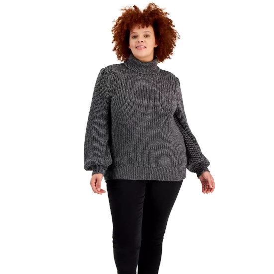 Best Sale โ๏ธ INC International Concepts Plus Size Ribbed Turtleneck Sweater, Created For Macy's Black Shine ๐ 6 Best Sale โ๏ธ INC International Concepts Plus Size Ribbed Turtleneck Sweater, Created For Macy's Black Shine ๐ - Image 4