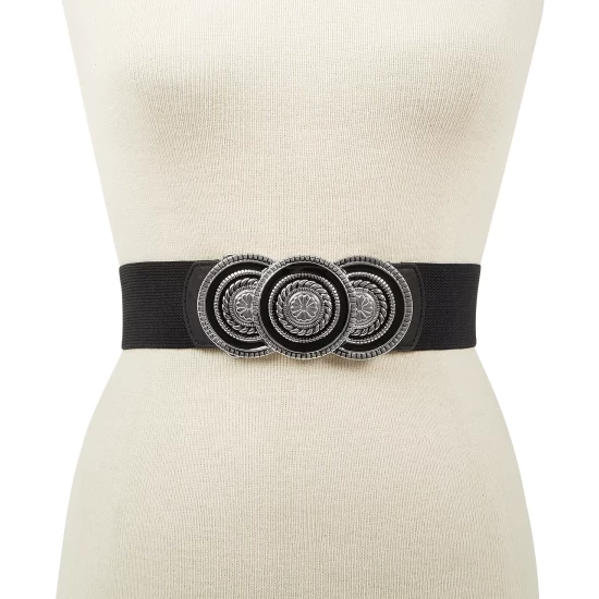 Best Sale ❤️ INC International Concepts Round-Buckle Stretch Belt, Created For Macy's Black/silver 🎉 4 Best Sale ❤️ INC International Concepts Round-Buckle Stretch Belt, Created For Macy's Black/silver 🎉 - Image 2