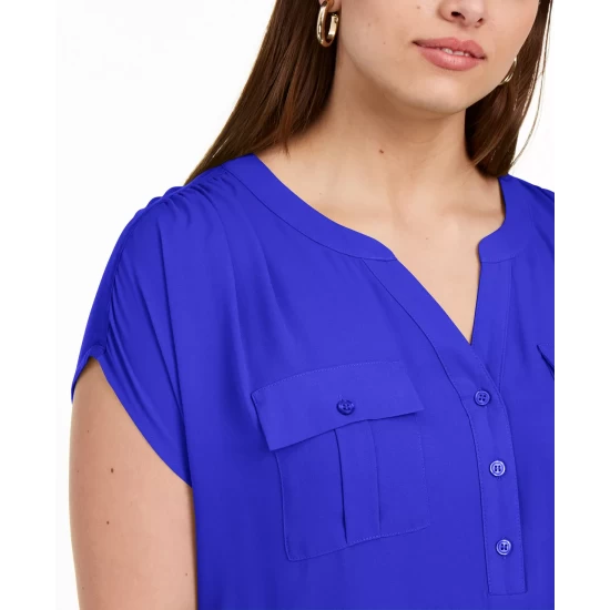 New ๐ INC International Concepts Plus Size Woven-Front V-Neck Top, Created For Macy's Deep Black ๐ 6 New ๐ INC International Concepts Plus Size Woven-Front V-Neck Top, Created For Macy's Deep Black ๐ - Image 4