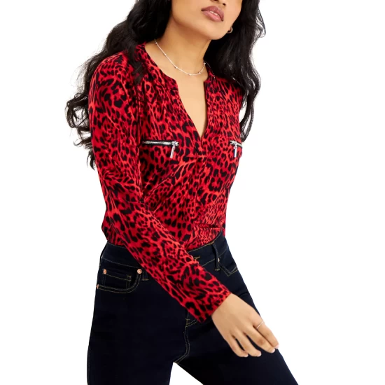 Discount ๐คฉ INC International Concepts ๐ฉ Women's Printed Zip-Pocket Top, Created For Macy's Chantal Cheetah ๐งจ 6 Discount ๐คฉ INC International Concepts ๐ฉ Women's Printed Zip-Pocket Top, Created For Macy's Chantal Cheetah ๐งจ - Image 4