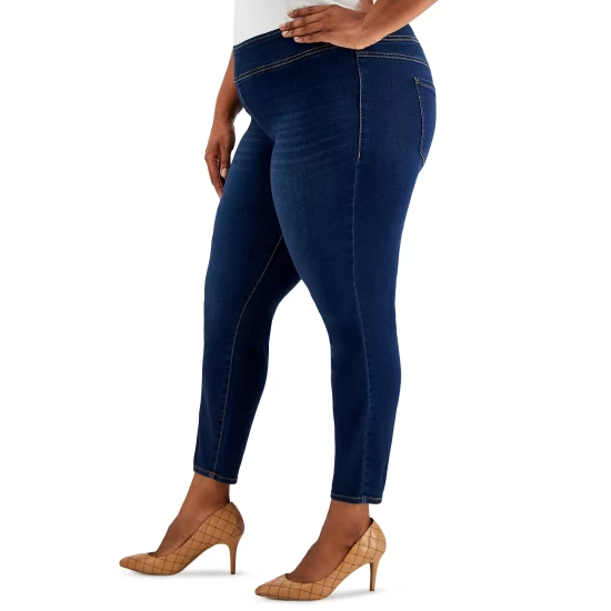 Cheapest 👏 INC International Concepts Plus Size Pull-On Denim Jeggings, Created For Macy's Noir Wash 🔥 8 Cheapest 👏 INC International Concepts Plus Size Pull-On Denim Jeggings, Created For Macy's Noir Wash 🔥 - Image 6