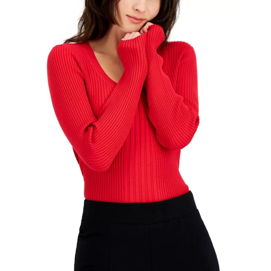 New ๐ฅฐ INC International Concepts ๐ฉ Women's Embellished Ribbed Sweater, Created For Macy's Real Red ๐ฏ 5 New ๐ฅฐ INC International Concepts ๐ฉ Women's Embellished Ribbed Sweater, Created For Macy's Real Red ๐ฏ - Image 3