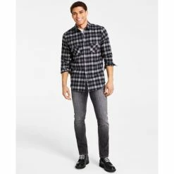 Best deal ๐ INC International Concepts Men's Nume Classic-Fit Plaid Button-Down ๐ Shirt, Created For Macy's Cut Ruby ๐