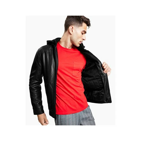 Top 10 โ INC International Concepts Men's Regular-Fit Faux-Leather Bomber Jacket With Removable Hood, Created For Macy's Deep Black ๐ 5 Top 10 โ INC International Concepts Men's Regular-Fit Faux-Leather Bomber Jacket With Removable Hood, Created For Macy's Deep Black ๐ - Image 3