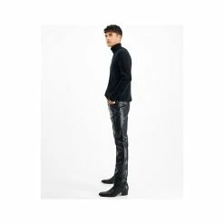 Best Pirce 👏 INC International Concepts Men's Slim-Straight Fit Faux-Leather 👖 Jeans, Created For Macy's Deep Black ⌛ -Inc International Sales unnamed file 1640