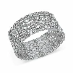 Budget ๐ฅ INC International Concepts Wide Crystal Cluster Stretch Bracelet, Created For Macy's Gold ๐
