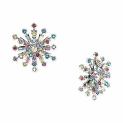 Coupon ๐ฏ INC International Concepts Silver-Tone Crystal Multicolor Snowflake Stud Earrings, Created For Macy's โ๏ธ