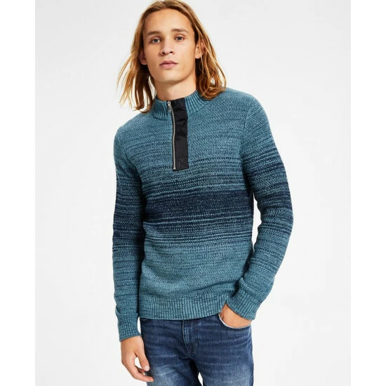 Outlet 🥰 INC International Concepts Men's Quarter-Zip Ombré Sweater, Created For Macy's Deep Black 🎉 3 Outlet 🥰 INC International Concepts Men's Quarter-Zip Ombré Sweater, Created For Macy's Deep Black 🎉