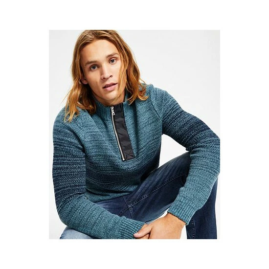 Outlet 🥰 INC International Concepts Men's Quarter-Zip Ombré Sweater, Created For Macy's Deep Black 🎉 5 Outlet 🥰 INC International Concepts Men's Quarter-Zip Ombré Sweater, Created For Macy's Deep Black 🎉 - Image 3