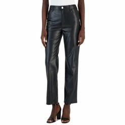 Best Sale ๐ฅฐ INC International Concepts Petite Faux-Leather Straight-Leg Pants, Created For Macy's Deep Black โ