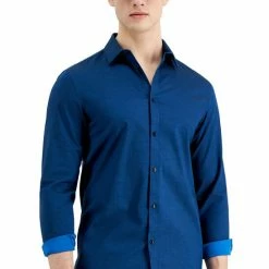 Best deal ๐ INC International Concepts Men's Ringo Pindot ๐ Shirt, Created For Macy's Navy Combo ๐งจ
