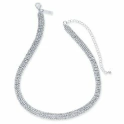 Outlet ๐ INC International Concepts Rhinestone Mesh Statement Necklace, 15 + 4 Extender, Created For Macy's Silver ๐