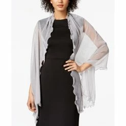 Best deal โค๏ธ INC International Concepts Ruffle-Edge Metallic Evening Wrap, Created For Macy's Silver ๐ฏ
