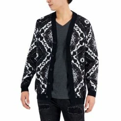 Flash Sale ๐ฅ INC International Concepts Men's Dio Tapestry Cardigan, Created For Macy's Deep Black โจ