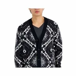 Flash Sale 🔥 INC International Concepts Men's Dio Tapestry Cardigan, Created For Macy's Deep Black ✨ -Inc International Sales unnamed file 1809