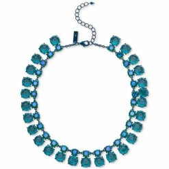 New 🎉 INC International Concepts Metallic Blue-Tone Color Mixed Stone Statement Necklace, 16 + 3 Extender, Created For Macy's 😀