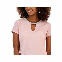 Outlet 🧨 INC International Concepts 👩 Women's Embellished-Neck Keyhole Top, Created For Macy's Deep Black 👏 -Inc International Sales unnamed file 1863