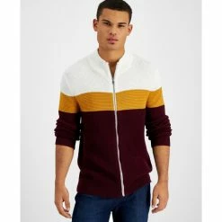 New ๐ INC International Concepts Men's Cotton Colorblocked Full-Zip Sweater, Created For Macy's Port ๐งจ