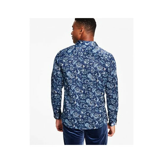 Best deal 👍 INC International Concepts Men's Edward Regular-Fit Jacobean Floral-Print 👚 Shirt, Created For Macy's Basic Navy 😉 4 Best deal 👍 INC International Concepts Men's Edward Regular-Fit Jacobean Floral-Print 👚 Shirt, Created For Macy's Basic Navy 😉 - Image 2