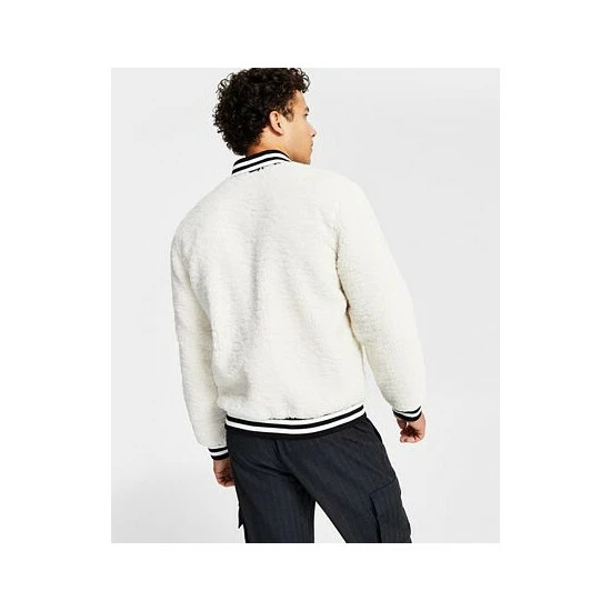 Brand new 🎉 INC International Concepts Men's Fleece Zip-Front Varsity Jacket, Created For Macy's Antique White 🔔 4 Brand new 🎉 INC International Concepts Men's Fleece Zip-Front Varsity Jacket, Created For Macy's Antique White 🔔 - Image 2