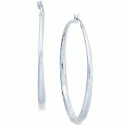 Best Sale ๐ฏ INC International Concepts Silver-Tone Large Diamond-Cut Hoop Earrings, 2.3, Created For Macy's ๐