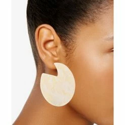 New 🛒 INC International Concepts Gold-Tone Large Solid Color Hoop Earrings, 2.35, Created For Macy's White ✔️ -Inc International Sales unnamed file 1959