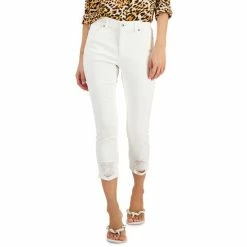 Cheap ๐ INC International Concepts ๐ฉ Women's Mid Rise Ripped Crop Skinny ๐ Jeans, Created For Macy's White ๐
