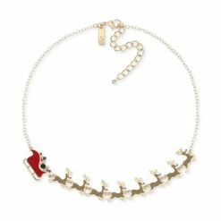 Best deal 👏 INC International Concepts Gold-Tone Crystal Reindeer & Sleigh Statement Necklace, 18 + 3 Extender, Created For Macy's 🥰