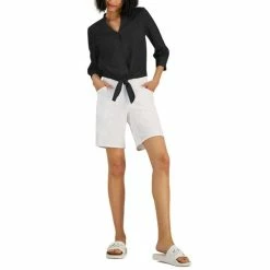 Wholesale ๐ INC International Concepts ๐ฉ Women's Tie-Hem Button-Down Top, Created For Macy's Blue Sky ๐