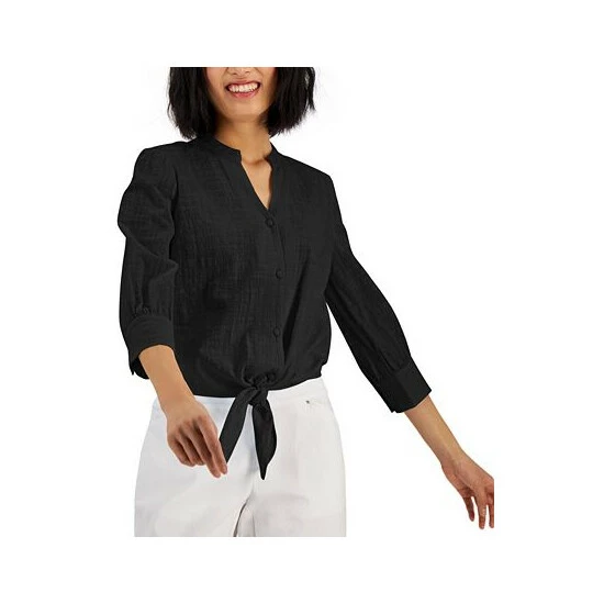 Wholesale ๐ INC International Concepts ๐ฉ Women's Tie-Hem Button-Down Top, Created For Macy's Blue Sky ๐ 5 Wholesale ๐ INC International Concepts ๐ฉ Women's Tie-Hem Button-Down Top, Created For Macy's Blue Sky ๐ - Image 3