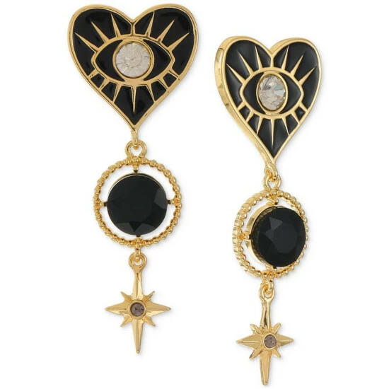 Best deal ๐ INC International Concepts Gold-Tone Mixed Stone Color Evil Eye Heart Statement Earrings, Created For Macy's Black ๐ 3 Best deal ๐ INC International Concepts Gold-Tone Mixed Stone Color Evil Eye Heart Statement Earrings, Created For Macy's Black ๐