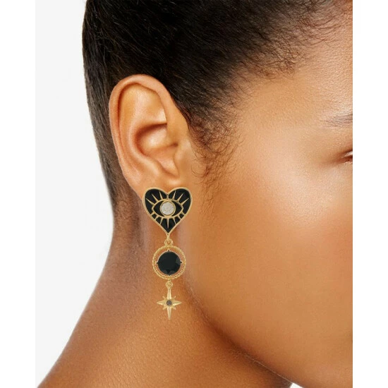 Best deal ๐ INC International Concepts Gold-Tone Mixed Stone Color Evil Eye Heart Statement Earrings, Created For Macy's Black ๐ 4 Best deal ๐ INC International Concepts Gold-Tone Mixed Stone Color Evil Eye Heart Statement Earrings, Created For Macy's Black ๐ - Image 2