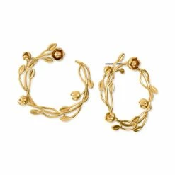 Outlet ๐ INC International Concepts Gold-Tone Small Flower Vine Front-Facing Hoop Earrings, 1, Created For Macy's ๐
