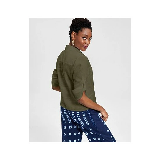 Buy โ INC International Concepts ๐ฉ Women's Linen Twist-Hem Blouse, Created For Macy's Blue Sky ๐ 4 Buy โ INC International Concepts ๐ฉ Women's Linen Twist-Hem Blouse, Created For Macy's Blue Sky ๐ - Image 2