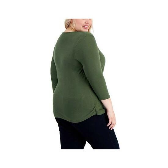 Budget 😍 INC International Concepts Plus Size Ribbed V-Neck Top, Created For Macy's Teal Kingfisher 👏 5 Budget 😍 INC International Concepts Plus Size Ribbed V-Neck Top, Created For Macy's Teal Kingfisher 👏 - Image 3