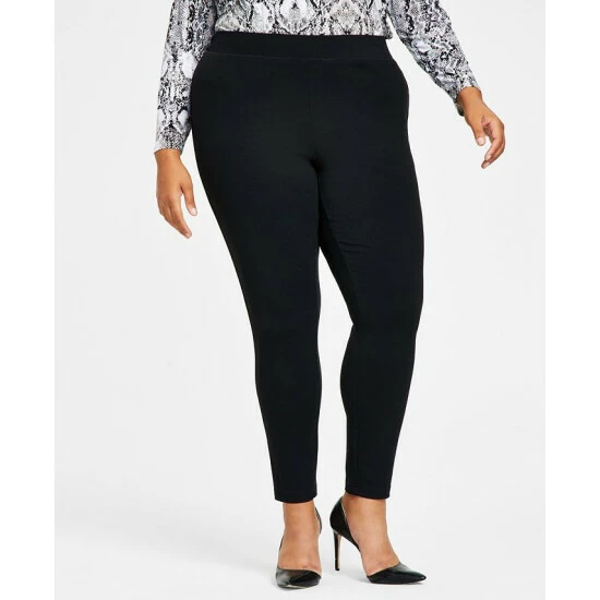 Discount 😍 INC International Concepts Plus Size Skinny Pull-On Ponte Pants, Created For Macy's Deep Black 🛒 3 Discount 😍 INC International Concepts Plus Size Skinny Pull-On Ponte Pants, Created For Macy's Deep Black 🛒
