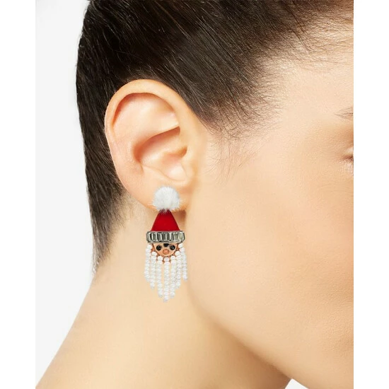 Best Sale ⌛ INC International Concepts Holiday Lane Silver-Tone Crystal, Bead & Pom-Pom Bead Santa Drop Earrings, Created For Macy's Multi ❤️ 6 Best Sale ⌛ INC International Concepts Holiday Lane Silver-Tone Crystal, Bead & Pom-Pom Bead Santa Drop Earrings, Created For Macy's Multi ❤️ - Image 4