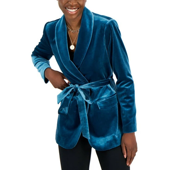 Brand new ๐ INC International Concepts Petite Velvet Wrap Jacket, Created For Macy's Teal Kingfisher ๐ฏ 3 Brand new ๐ INC International Concepts Petite Velvet Wrap Jacket, Created For Macy's Teal Kingfisher ๐ฏ