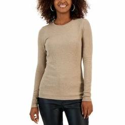 Brand new ๐งจ INC International Concepts ๐ฉ Women's Ribbed Heather Top, Created For Macy's Chestnut Heather ๐
