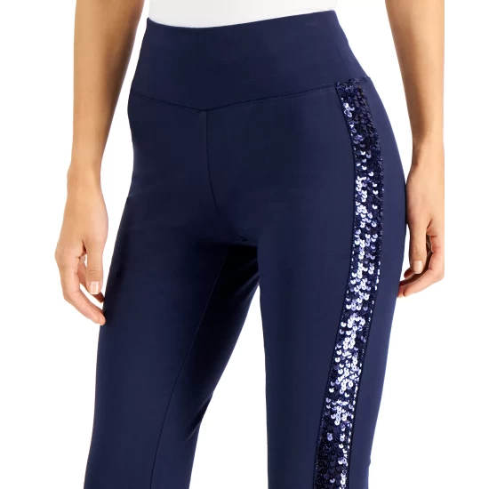 Brand new 🌟 INC International Concepts 👩 Women's Sequin-Trim Pull-On Ponte Pants, Created For Macy's Deep Twilight ⭐ 7 Brand new 🌟 INC International Concepts 👩 Women's Sequin-Trim Pull-On Ponte Pants, Created For Macy's Deep Twilight ⭐ - Image 5